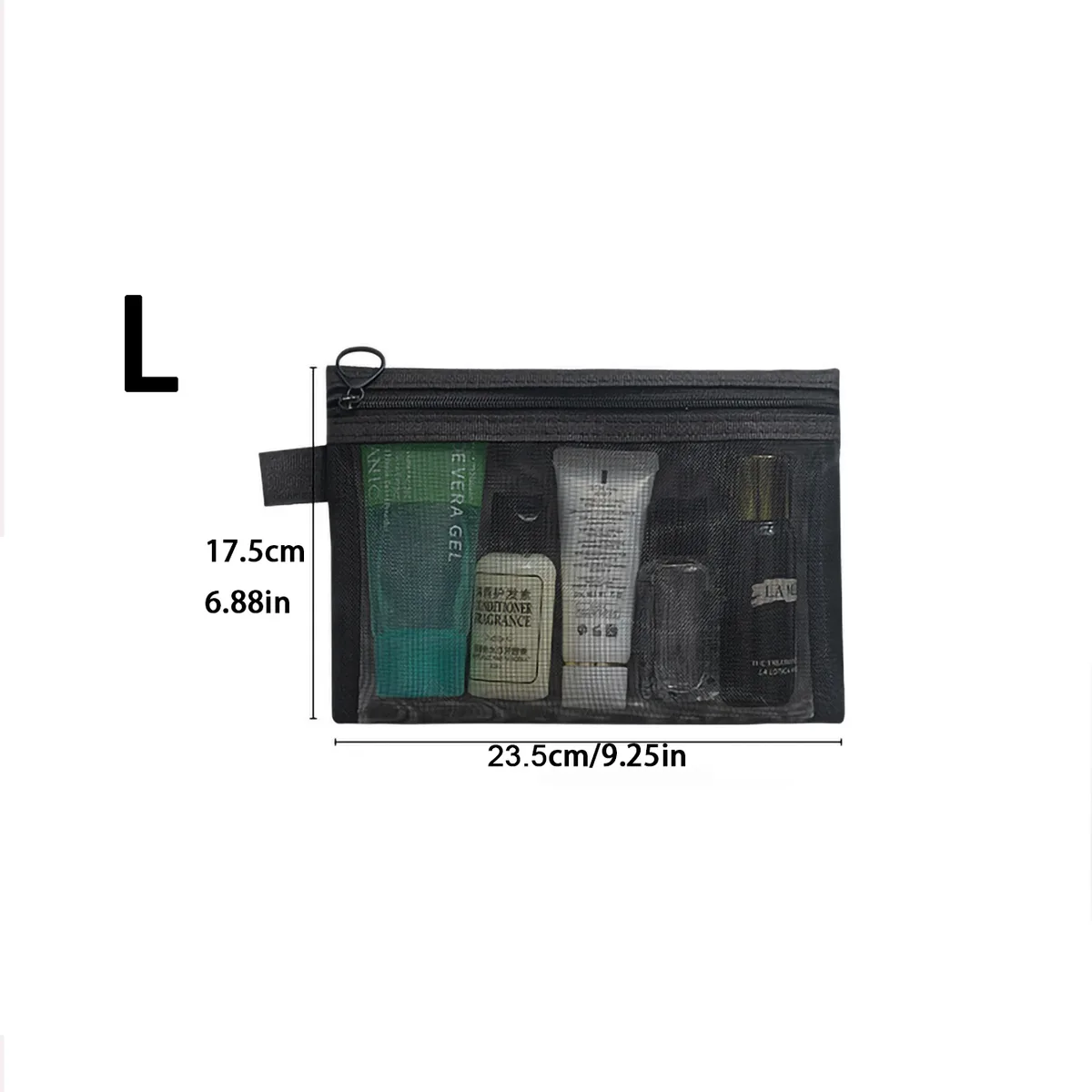 sacs à cosmétiques transparents en maille pour femmes, trousse de maquillage noire, étui de rangement de toilette de voyage portable, pochette de rangement de rouge à lèvres, cadeau, 1/5/10 pièces