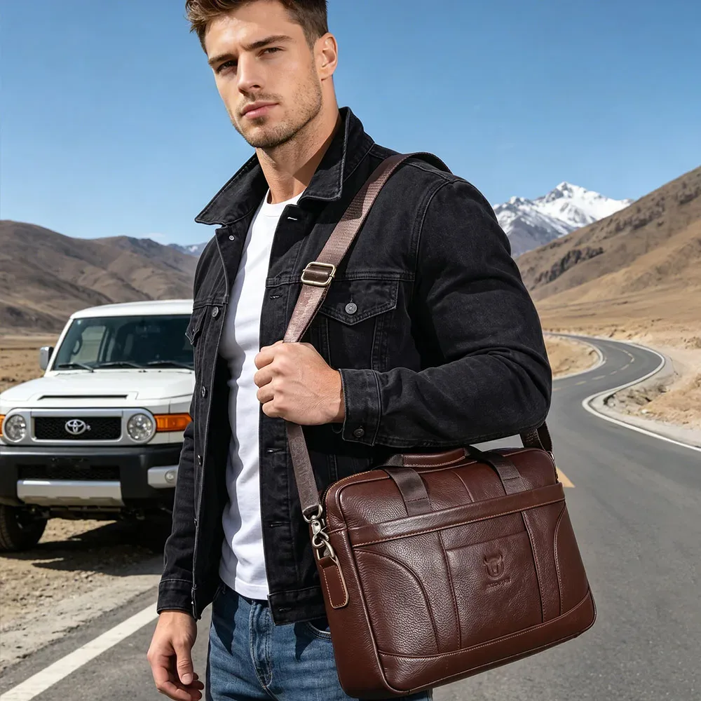 bullcaptain sac à main pour homme, marque célèbre, sac à bandoulière en cuir, sac de messager, sac de bureau, sac pour ordinateur portable 14 pouces, haute qualité