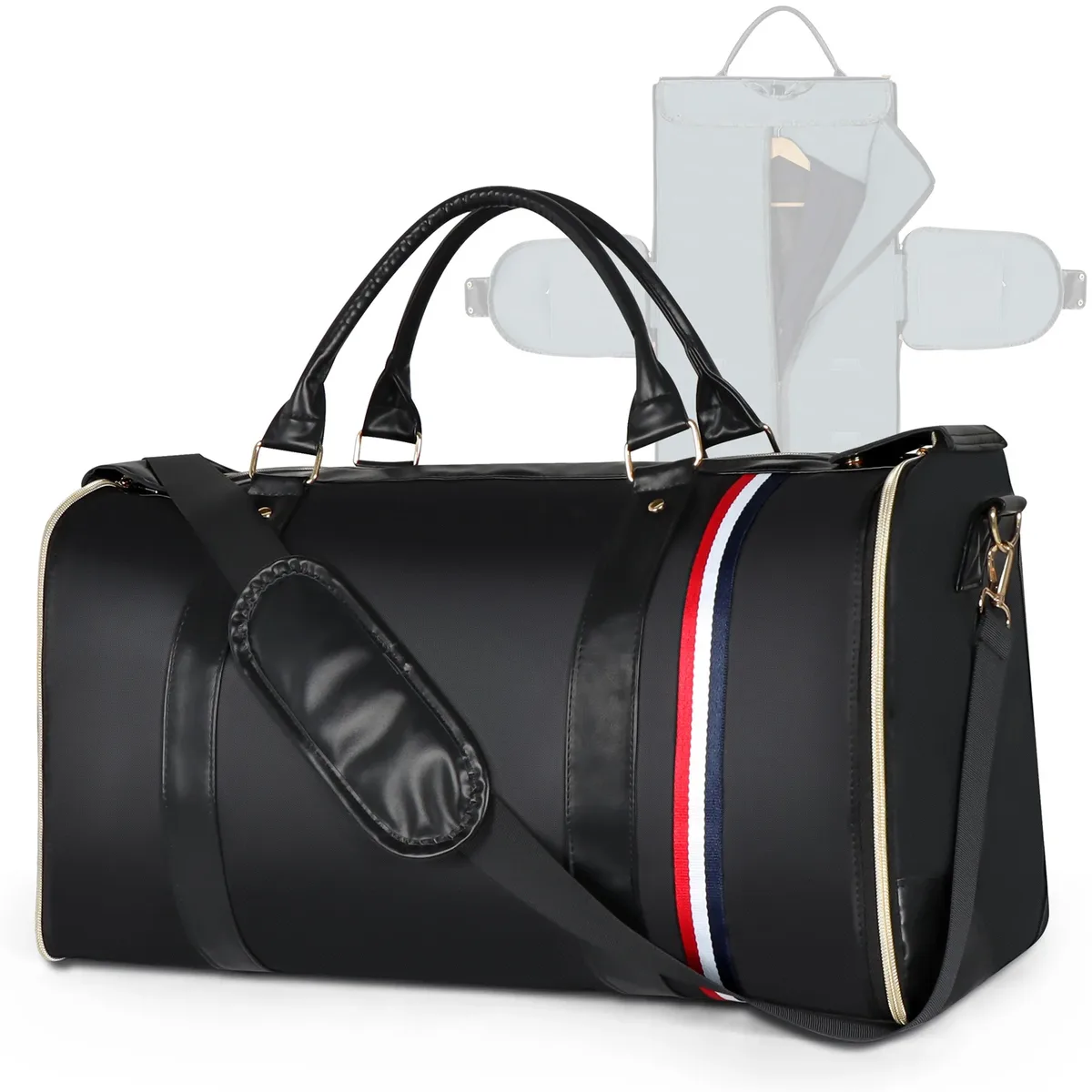 sac de rangement de costume pliant de grande capacité, bagage étanche en cuir pu avec bandoulière, valise de voyage pour voyages d'affaires