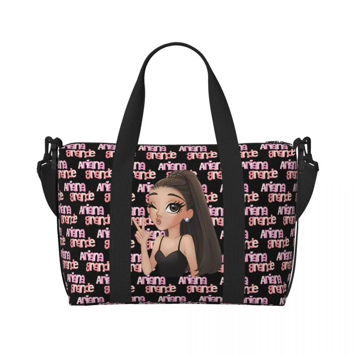 sac fourre-tout personnalisé ariana grande pop music pour femmes, sacs de voyage de grande capacité pour chanteur américain, plage, gymnastique