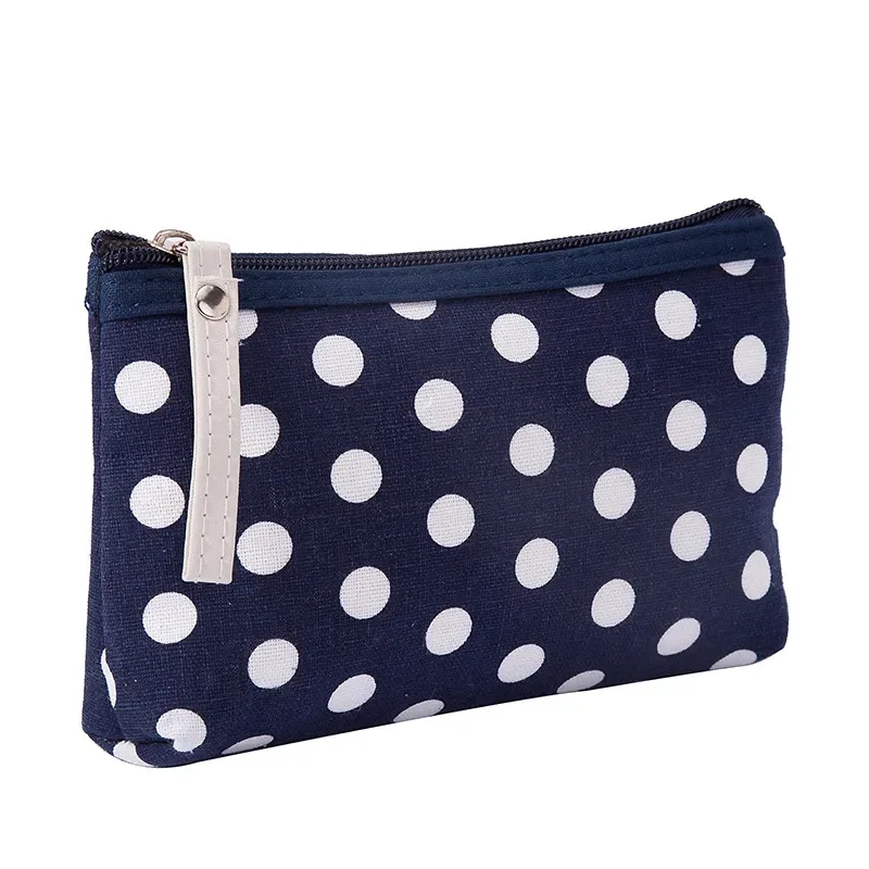 sac de maquillage en toile imprimé de points, sacs à cosmétiques pour femmes, trousse de toilette, organisateur de téléphone, pochette pour clé de téléphone, porte-monnaie, sac à cosmétiques de voyage