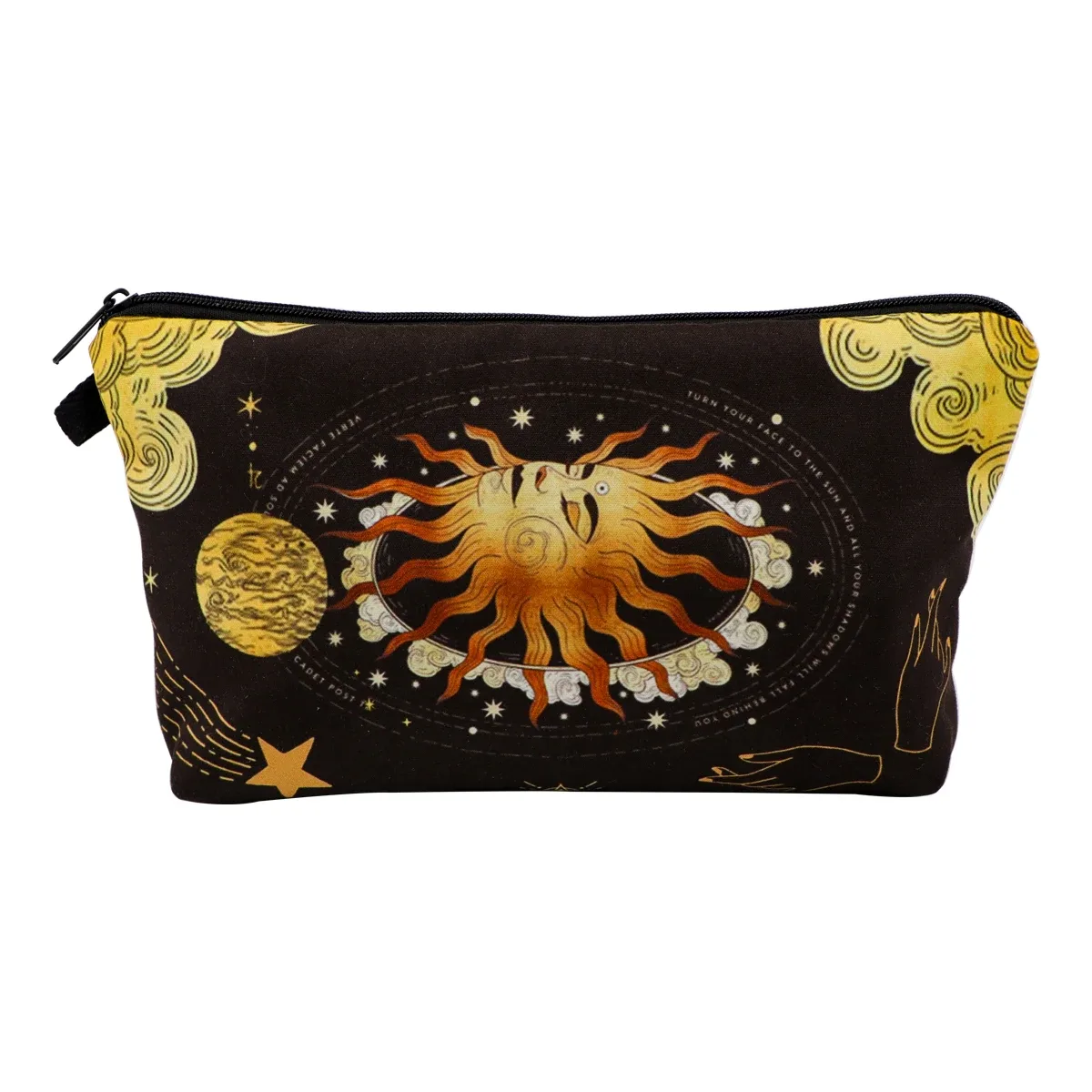 sacs à cosmétiques ciel étoilé en marbre, portables pour femmes, sac de rangement de voyage visage soleil lune rouge à lèvres cosmétiques petits sacs étui de rangement