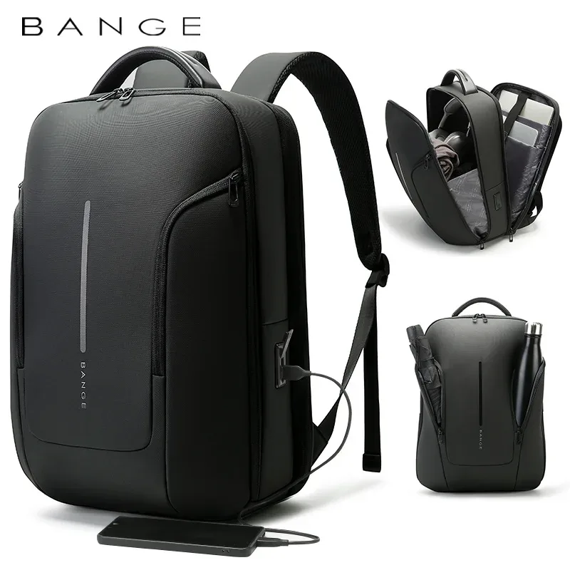 BANGE Sacs à dos de voyage, sac à dos de nuit pour ordinateur portable pour avions, sac à dos étanche pour ordinateur portable de 15,6 pouces pour hommes et femmes