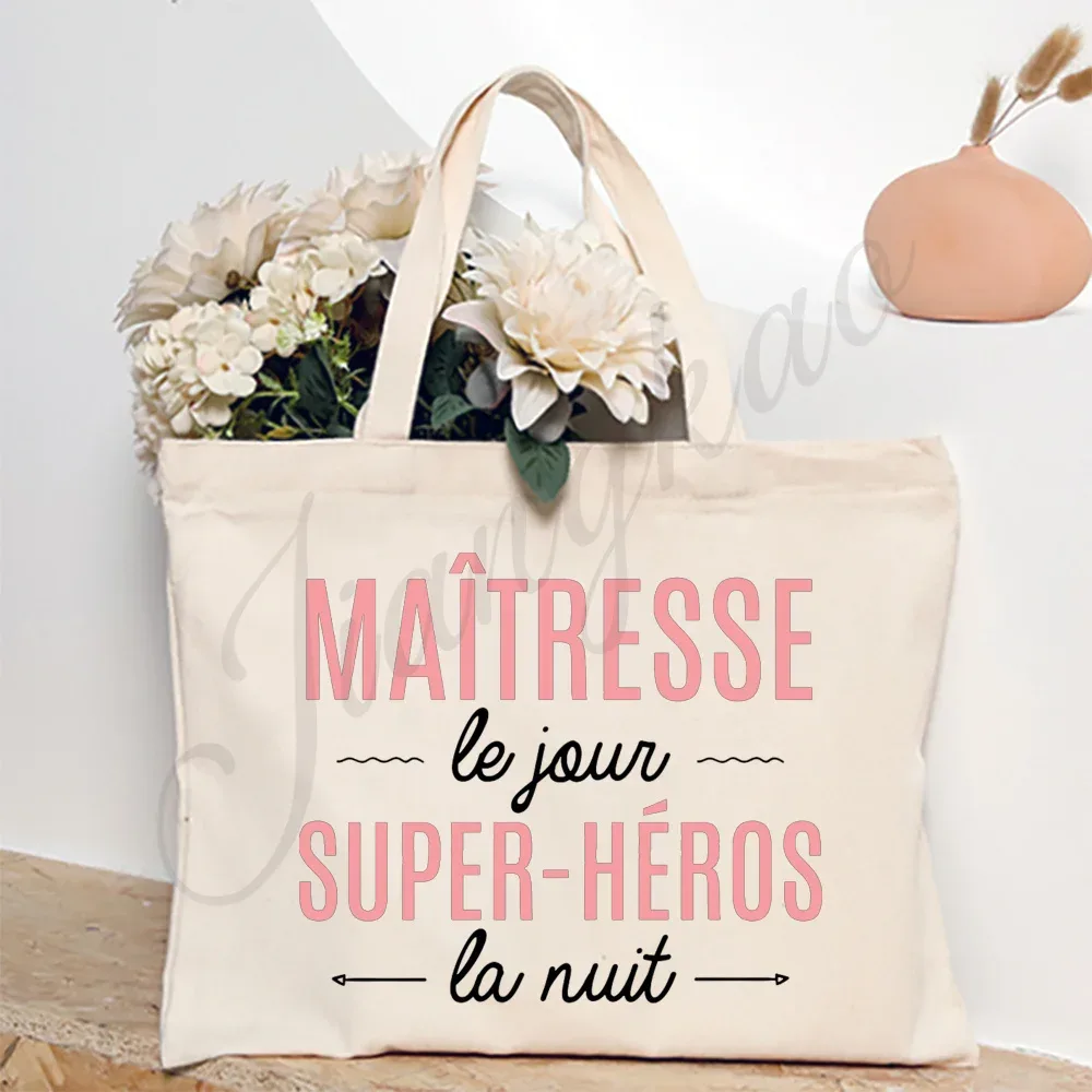 merci enseignant français impression femmes sac à bandoulière toile sacs à provisions femmes sacs à main sac fourre-tout réutilisable meilleurs cadeaux pour maitresse