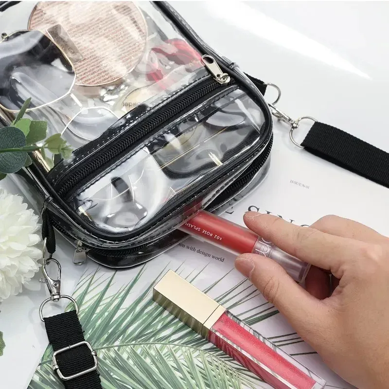 sac à bandoulière transparent pour femme, approuvé pour les stades, sac à main transparent en pvc pour concert, sac à bandoulière simple avec poche avant, sac à main décontracté