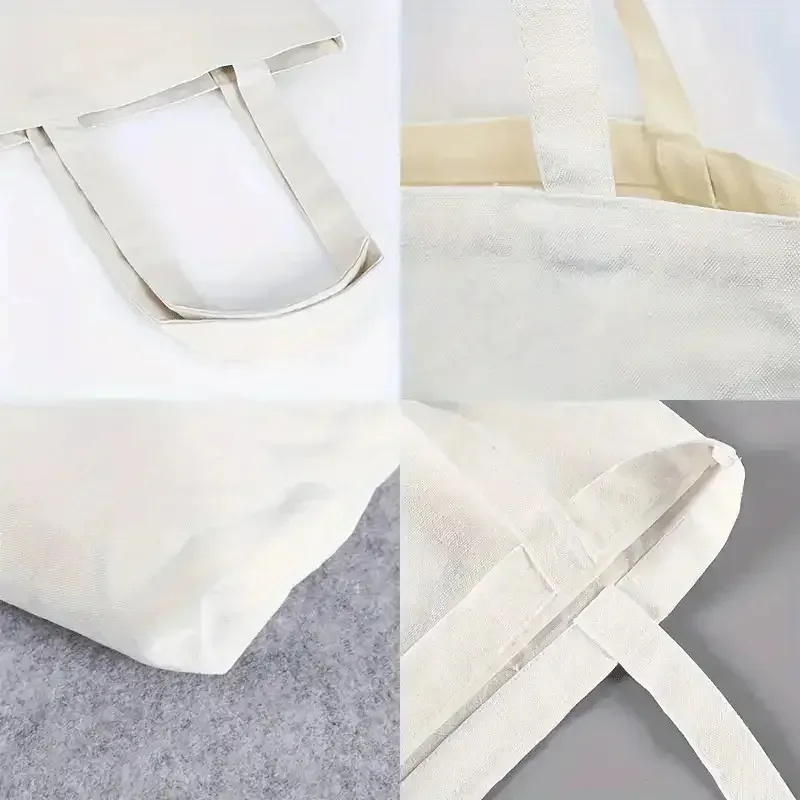sac fourre-tout en toile imprimé double face 1a, fond noir avec texte blanc, matériau en polyester durable, très adapté pour les livres.