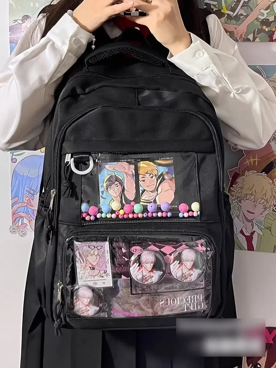 sac à dos de grande capacité pour femmes, style collège simple japonais, cartable d'étudiant, sac à dos d'ordinateur, sac ita pour fille douce et mignonne