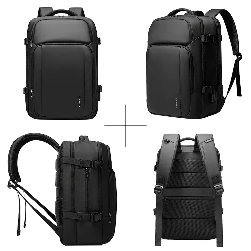 sac dos tpu polyester noir grande capacité rechargeable usb poignée souple bandoulière arquée fermeture éclair usage voyage décontracté