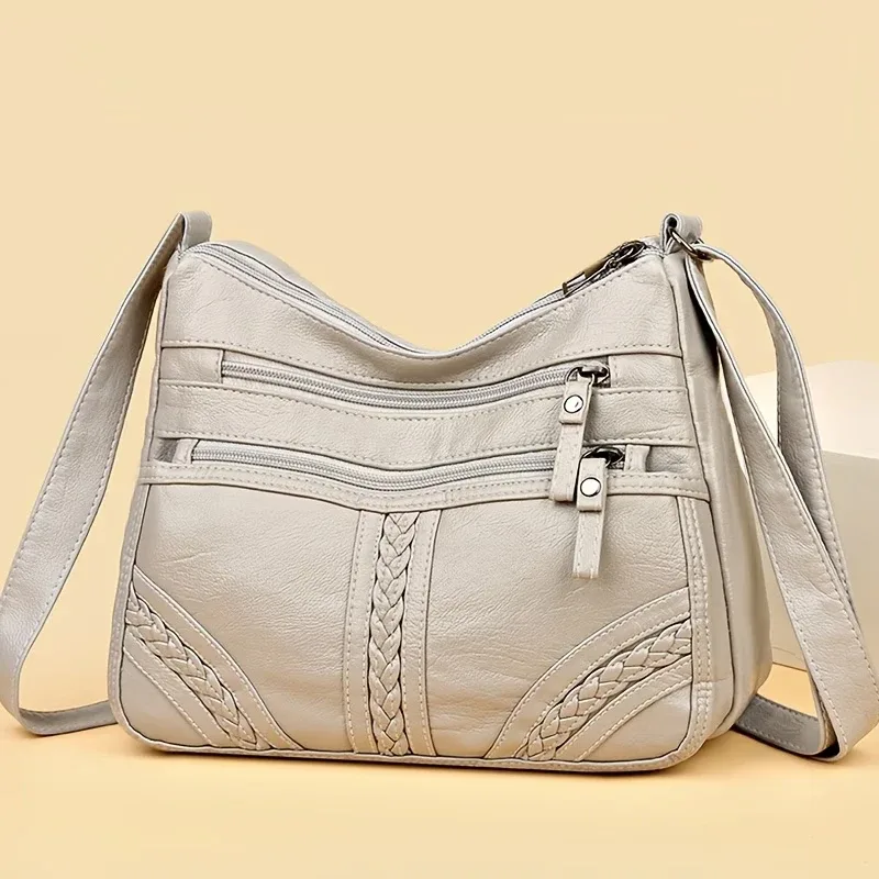 sac bandoulière matelassé multicolore élégant, sac à main en cuir souple pour femme avec bandoulière réglable, idéal pour le quotidien