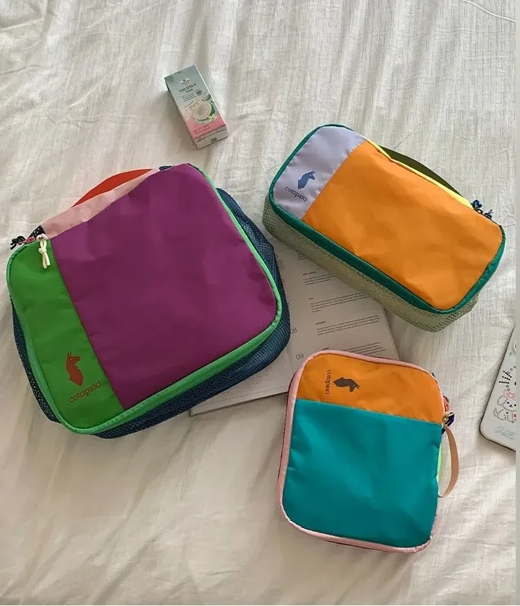 trousse de toilette de voyage imperméable 3 pièces multicolore patchwork 2026 – pochette organisateur cosmétique portable pour gym, extérieur et maquillage quotidien