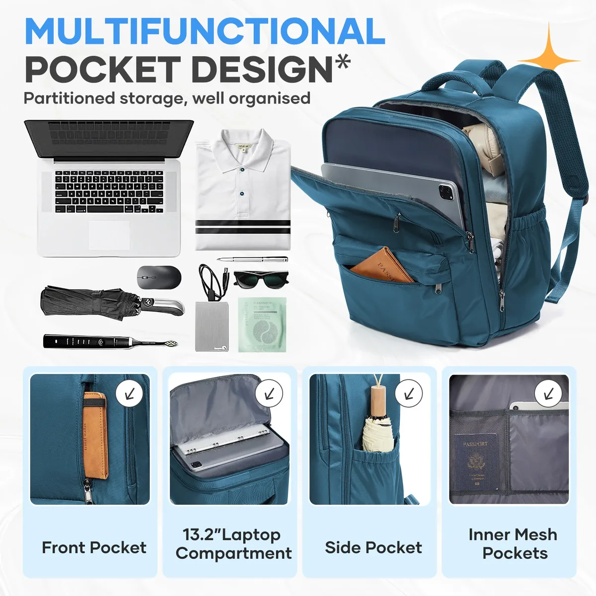 wizzair ryanair 40x30x20 sac de cabine bagages à main sac à dos hommes femmes 15.6 pouces sacs pour ordinateur portable, sac de rangement pour vêtements, sac à dos d'école