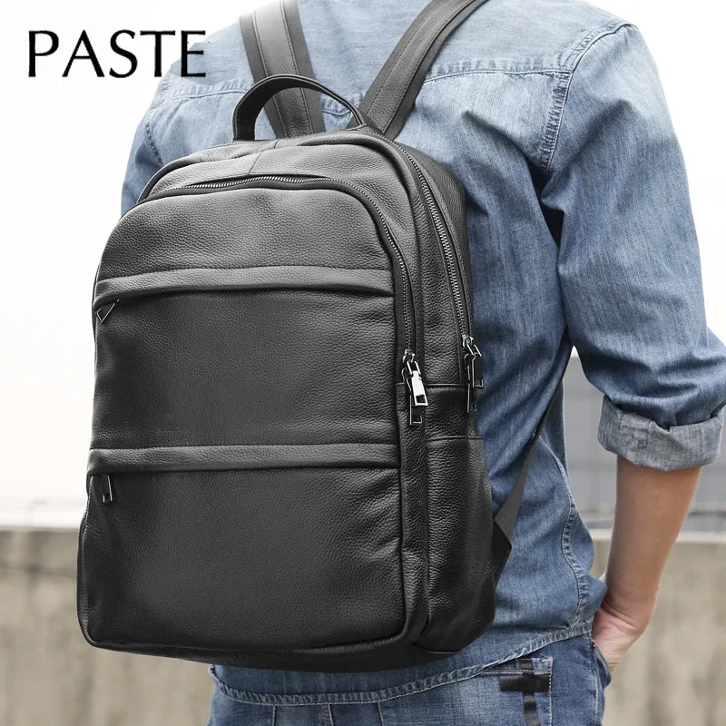 sac à dos en cuir de vachette véritable pour hommes, sac d'école masculin pour ordinateur portable, sacs à dos de loisirs, sac de voyage décontracté, style coréen, haute qualité, 2023