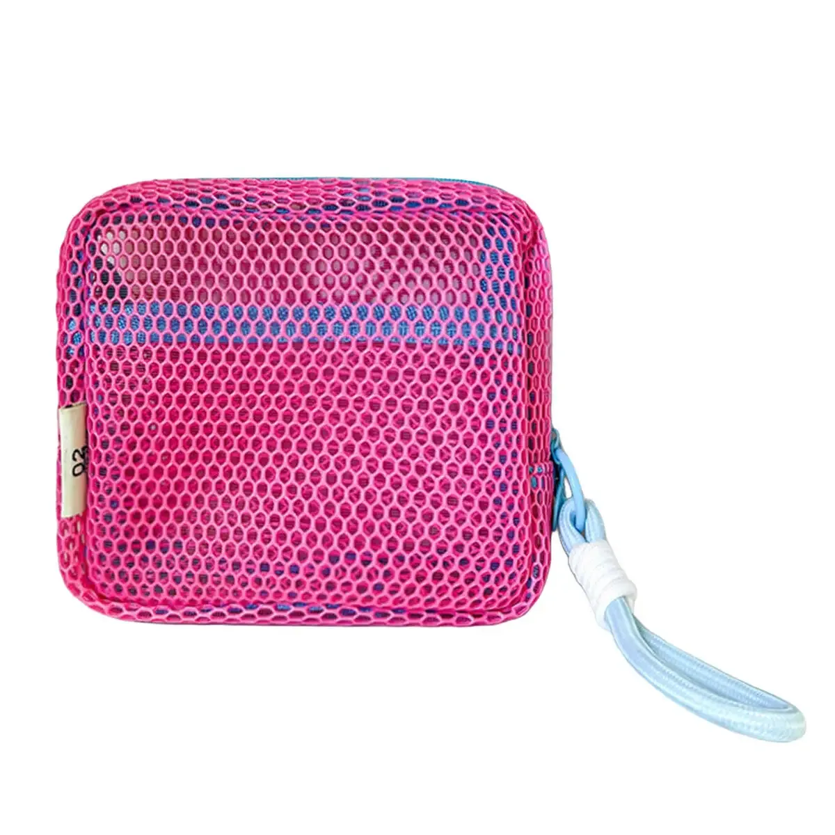 petite pochette de plage en maille transparente, sac à cosmétiques avec sangle de poignet amovible, organisateur de voyage pour crème solaire, clés, câbles