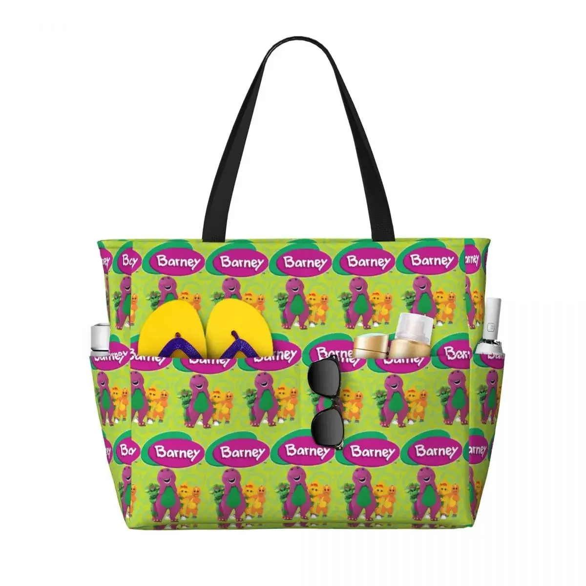 sac voyage polyester motifs personnages animés sacoche noire poches latérales grande poche avant usage voyage sport plage yoga