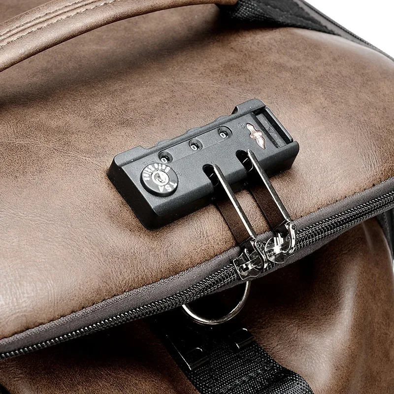 sac à dos de voyage rétro pour hommes, antivol, verrouillage par mot de passe, grande capacité, sac à dos pour ordinateur portable, sacs à bandoulière multifonctions