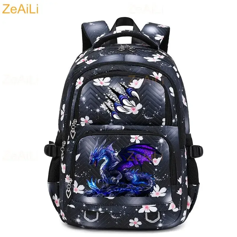 sac à dos imperméable pour femmes, motif libellule et floral, sac de voyage pour adolescentes, cartable pour adolescentes, mochila