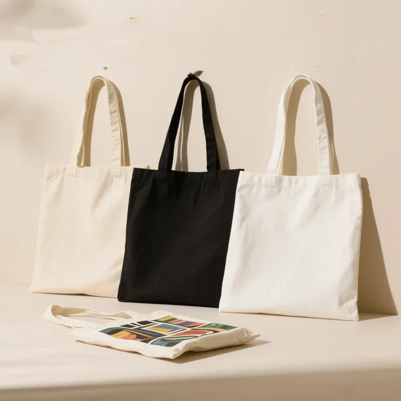 sac fourre-tout en toile vierge, sac à bandoulière uni, sac de courses minimaliste pour usage quotidien, organisation d'articles de magasin et trajets quotidiens