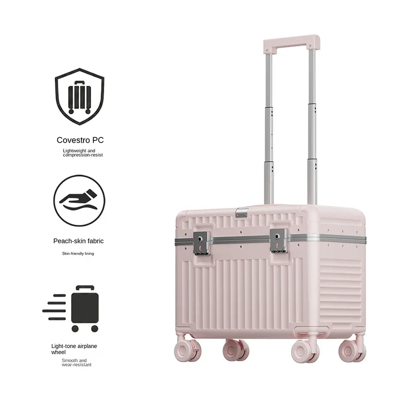 valise de cabine à roulettes 20 pouces, ouverture par le haut, en pc, avec cadre en aluminium épaissi et serrure tsa