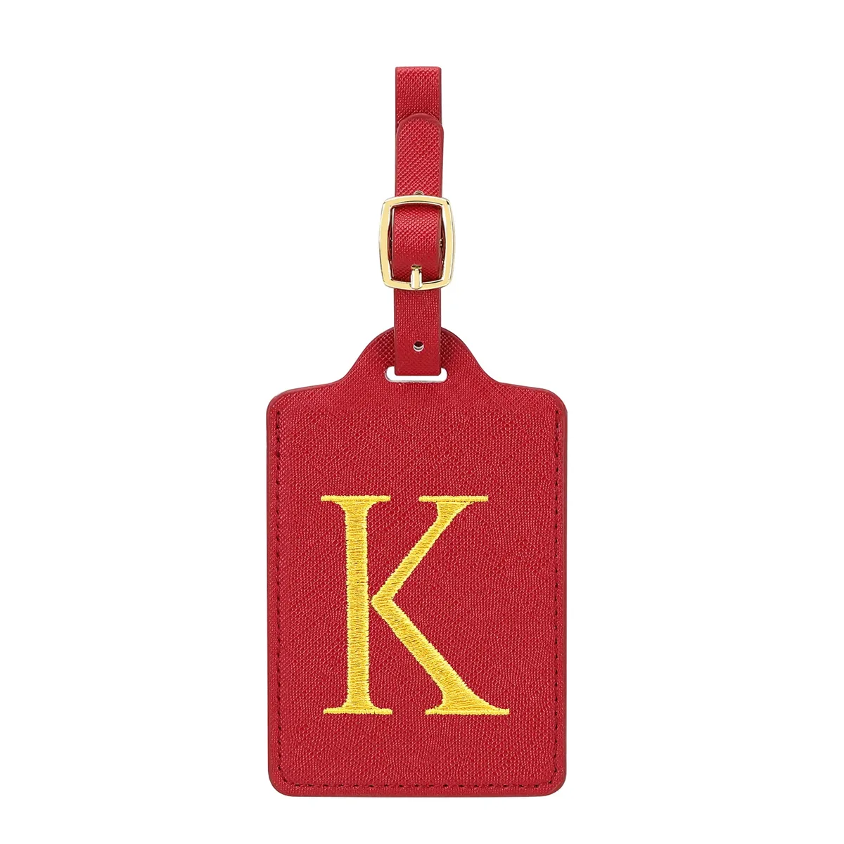 étiquettes de bagage miyin 26 lettres en cuir pu pour valises, protection de la vie privée, accessoires de voyage essentiels, rouge éclatant