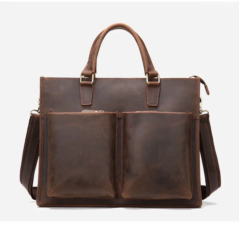 sac à main rétro en cuir pour homme, sacoche de bureau pour ordinateur portable de 14 pouces