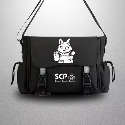 scp sécurisé conta sac de messager décontracté anime cosplay étudiant couverture lumineux sac à bandoulière pour hommes adolescents