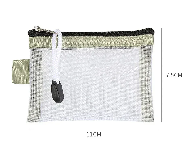porte-monnaie en maille pour femmes, fermeture éclair transparente, sacs de rangement en poudres, porte-cartes pour filles, porte-clés, petits sacs à main