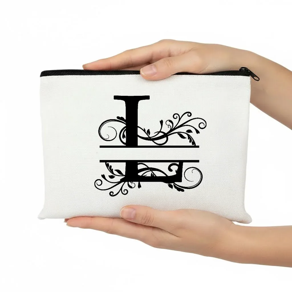 1pc trousse de maquillage personnalisable avec monogramme - pochette de voyage légère, pliable et durable avec fermeture éclair et impression de lettres personnalisées