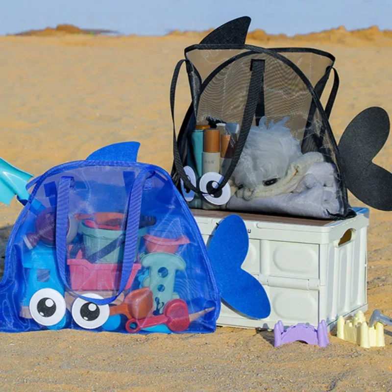 sac de rangement mignon de grande capacité, pochette portable pliable en maille pour organiser les jouets de plage, idéal pour les voyages et les activités sportives en plein air