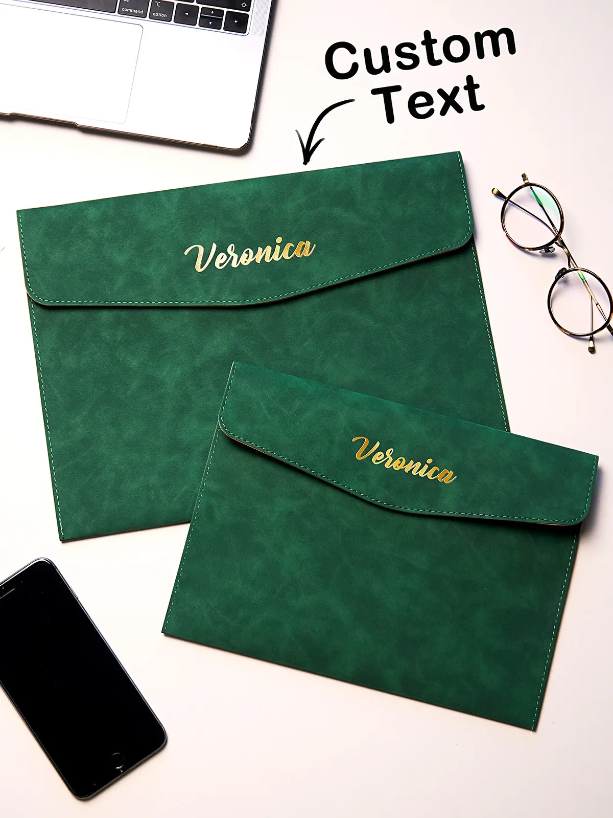Nom personnalisé A4 A5 dossier fermeture magnétique en cuir PU organisateur de bureau sac de documents d'affaires cadeau pour papa maman 6 couleurs
