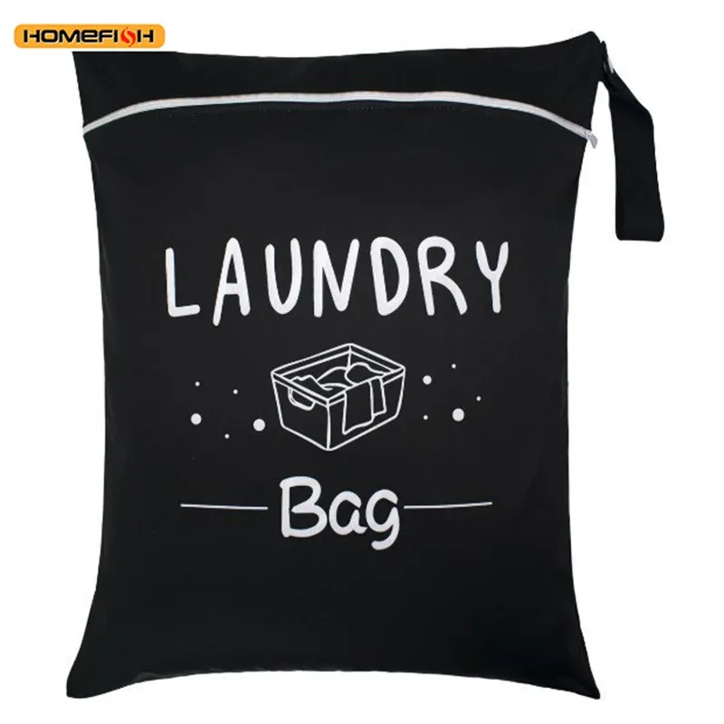 sac à linge en nylon homefish, sac de rangement de voyage, organisateur de vêtements sales lavable en machine, sac à fermeture éclair coloré
