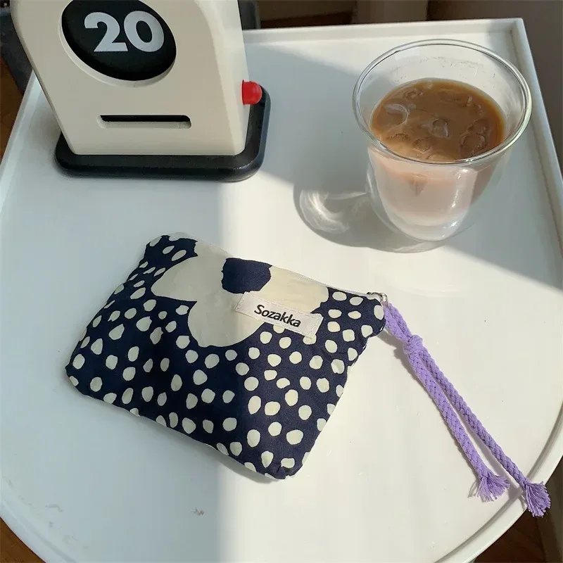 kawaii – porte-monnaie portable de voyage à fleurs, sac de rangement de rouge à lèvres cosmétique, sacs à main de maquillage pour femmes, organisateur de portefeuille, petites pochettes