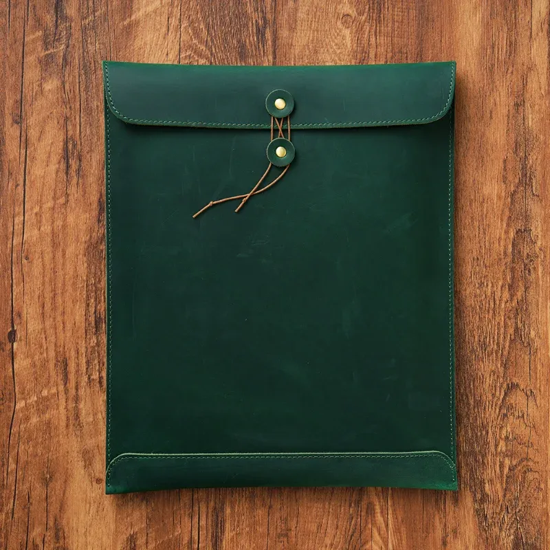 oem odm vintage crazy horse cuir a4 portefeuille sac taille véritable cuir de vachette padfolio sac en cuir fichier sac de rangement fichier poche
