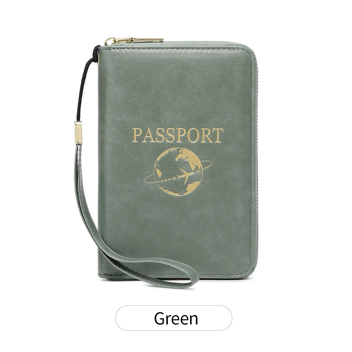 porte-passeport bloquant rfid, portefeuille de voyage, passeport, sac pour cartes de crédit, portefeuille multifonctionnel à fermeture éclair avec dragonne, à la mode