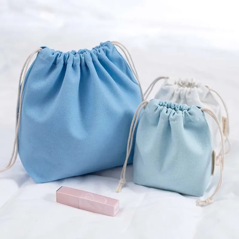 sacs à provisions en toile réutilisables pour femmes, sac de rangement de voyage, fourre-tout en coton, poudres à bijoux, poches à soupe, proximité solide, 27x20cm
