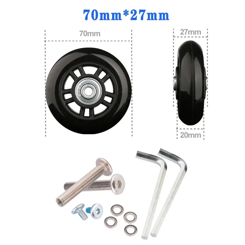 roues de remplacement à vis pour valise de voyage, kit de réparation d'essieu de roue 40/45/50/60/70/80/90/100/110/120mm, roulettes silencieuses