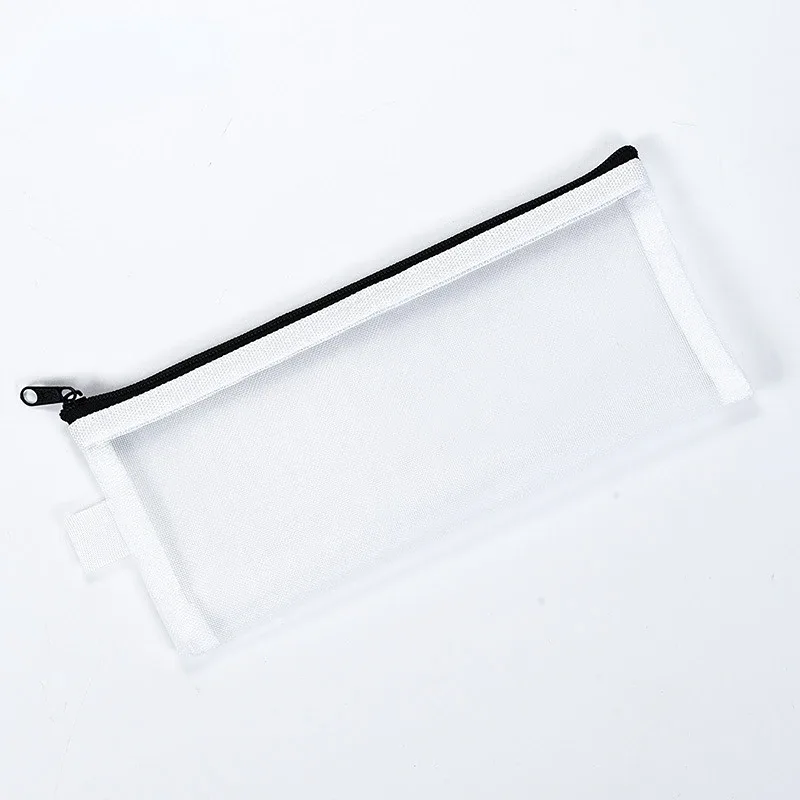 trousse toilette nylon transparente noire bleu clair rose pâle gris clair maille décontracté cosmétique maquillage voyage