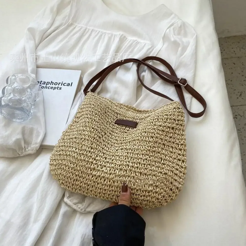 Sacs à main latéraux pour femmes, sacs en paille tressée, sacs de plage, sacs à bandoulière, sacs à main en paille tricotée