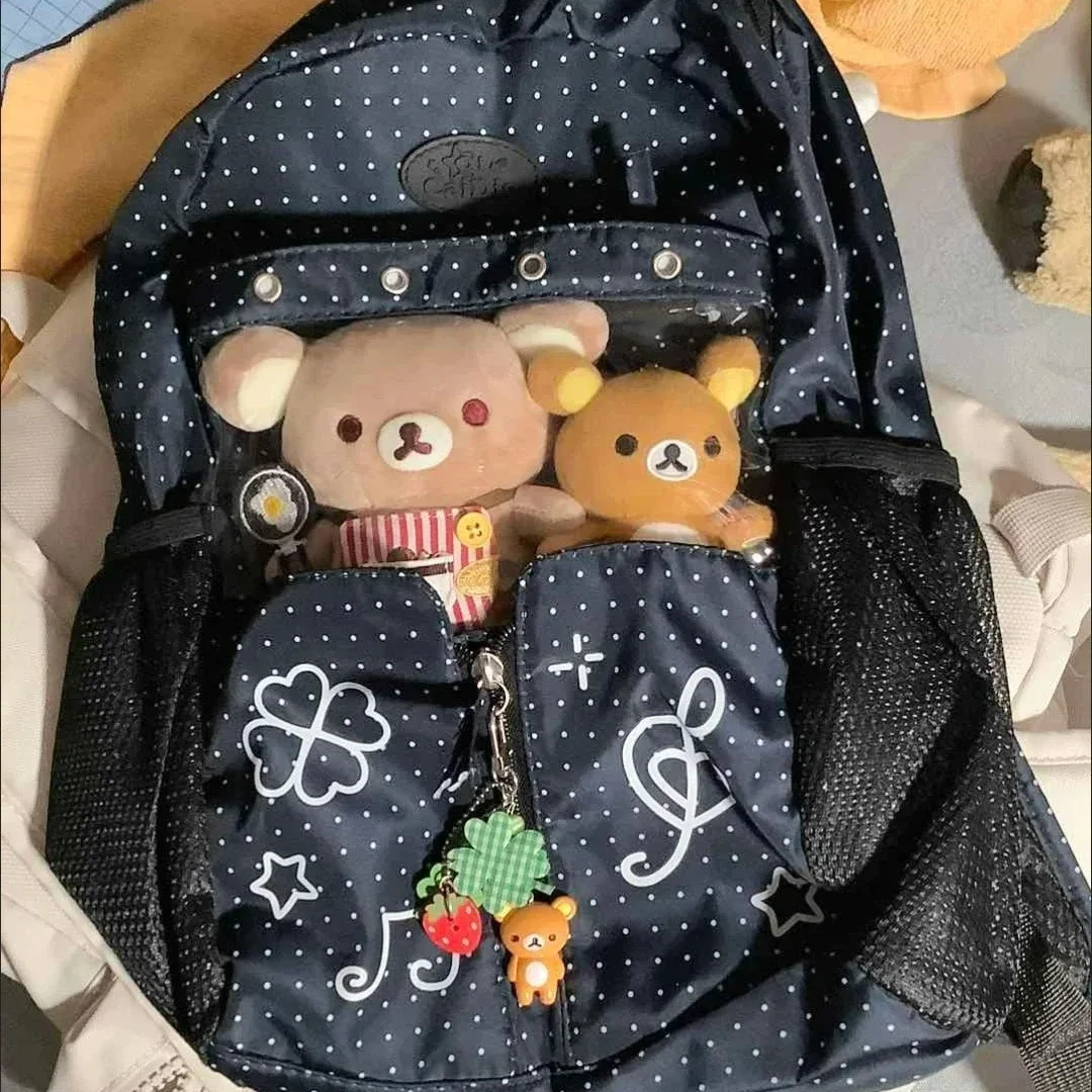 sac à dos harajuku ulzzang y2k ita bag à pois et étoiles, style décontracté et polyvalent, grande capacité pour femme