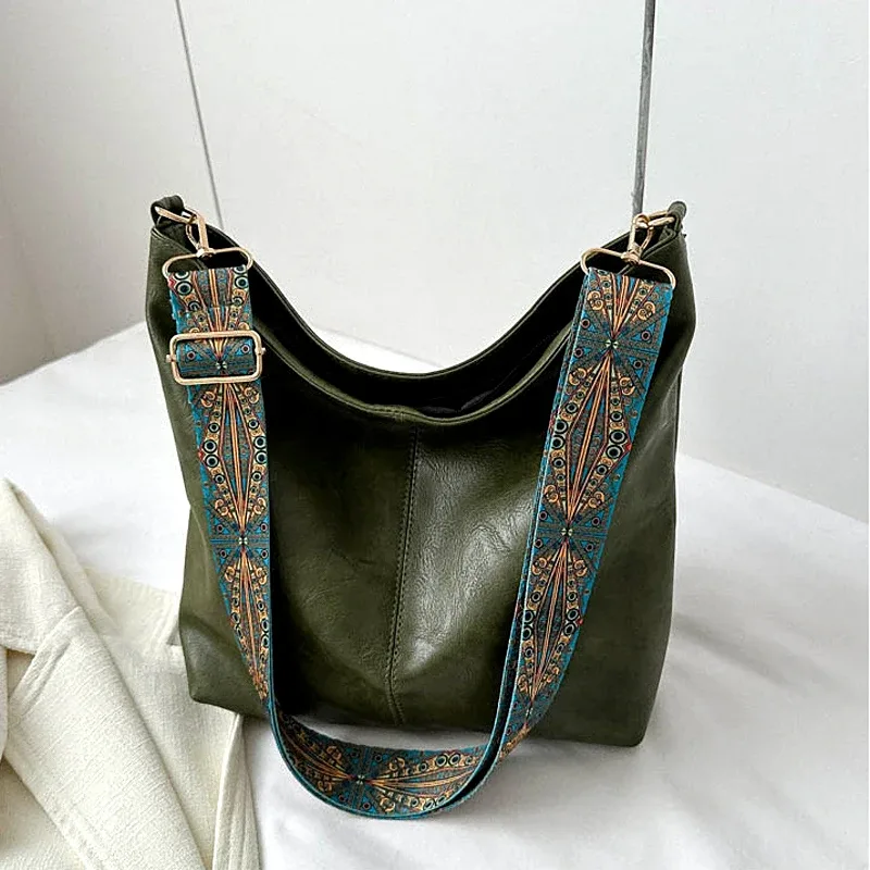 sac à bandoulière vintage en cuir pu pour femme, grande capacité, style hobo, avec large sangle, sac à main décontracté, sac à bandoulière quotidien, qualité supérieure