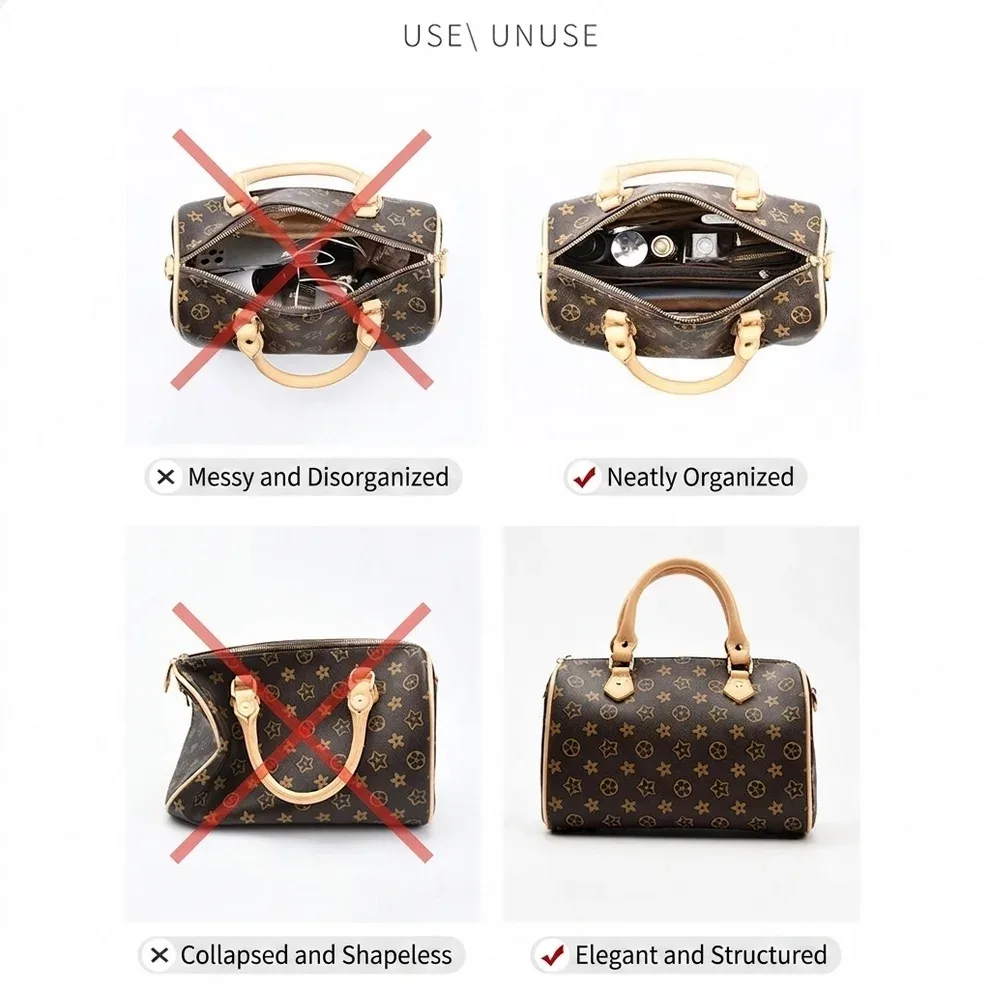 organisateur de sac en feutre yu7 pour sacs à rabat lv speedy 20 25 30 35, sac intérieur, trousse de maquillage, sac de voyage, accessoires pour sacs fourre-tout