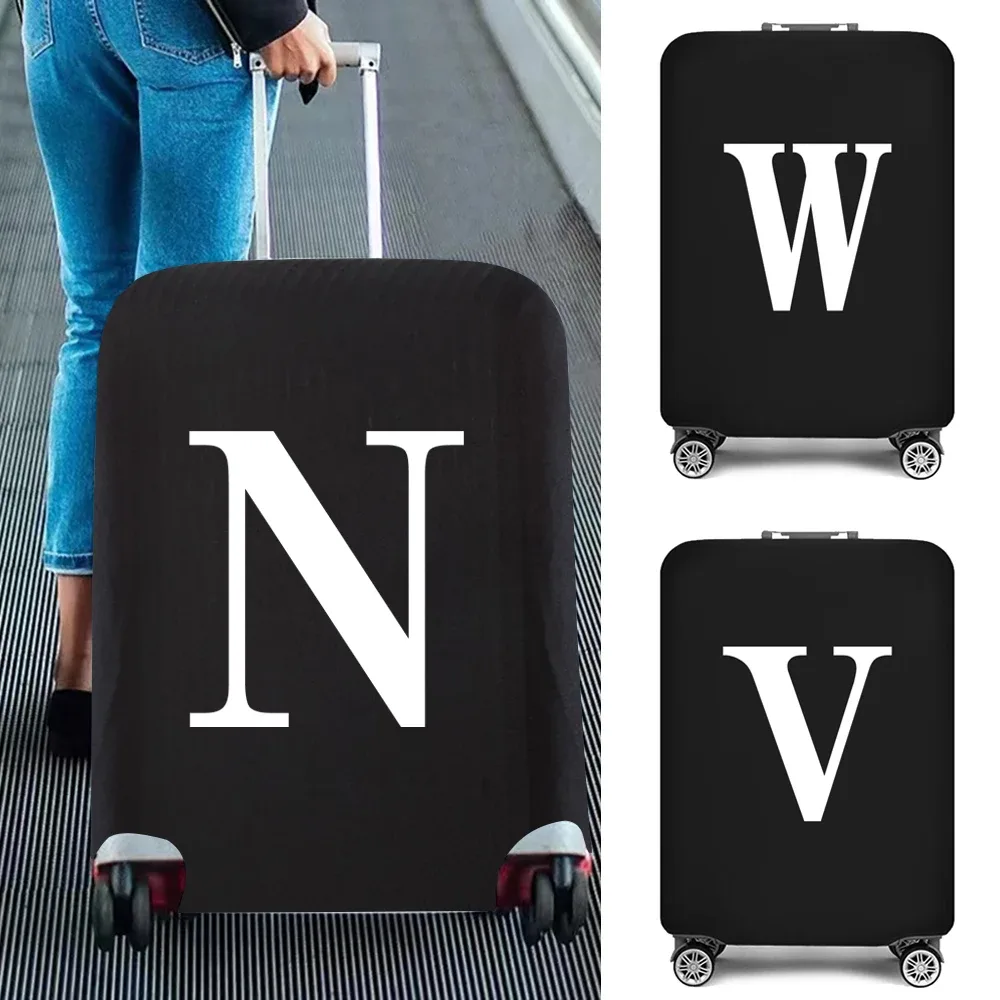 housse de protection pour bagages, housse de protection pour valise de 18 à 28 pouces, accessoires de voyage, 26 lettres blanches imprimées, housse anti-poussière élastique