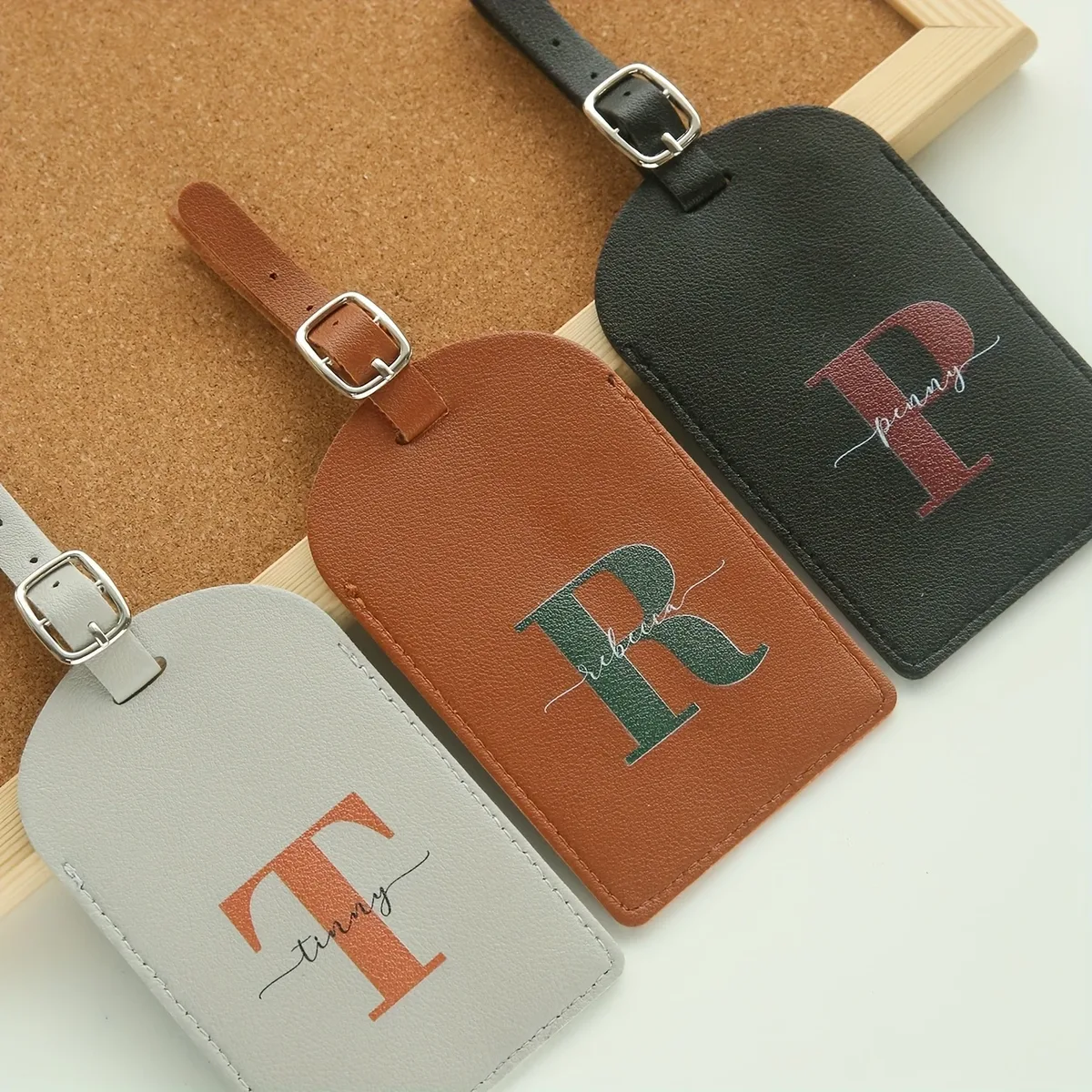 étiquette de bagage personnalisée avec nom et initiales pour valises, étiquettes de bagage colorées avec monogramme personnalisé et carte de nom avec protection de la vie privée