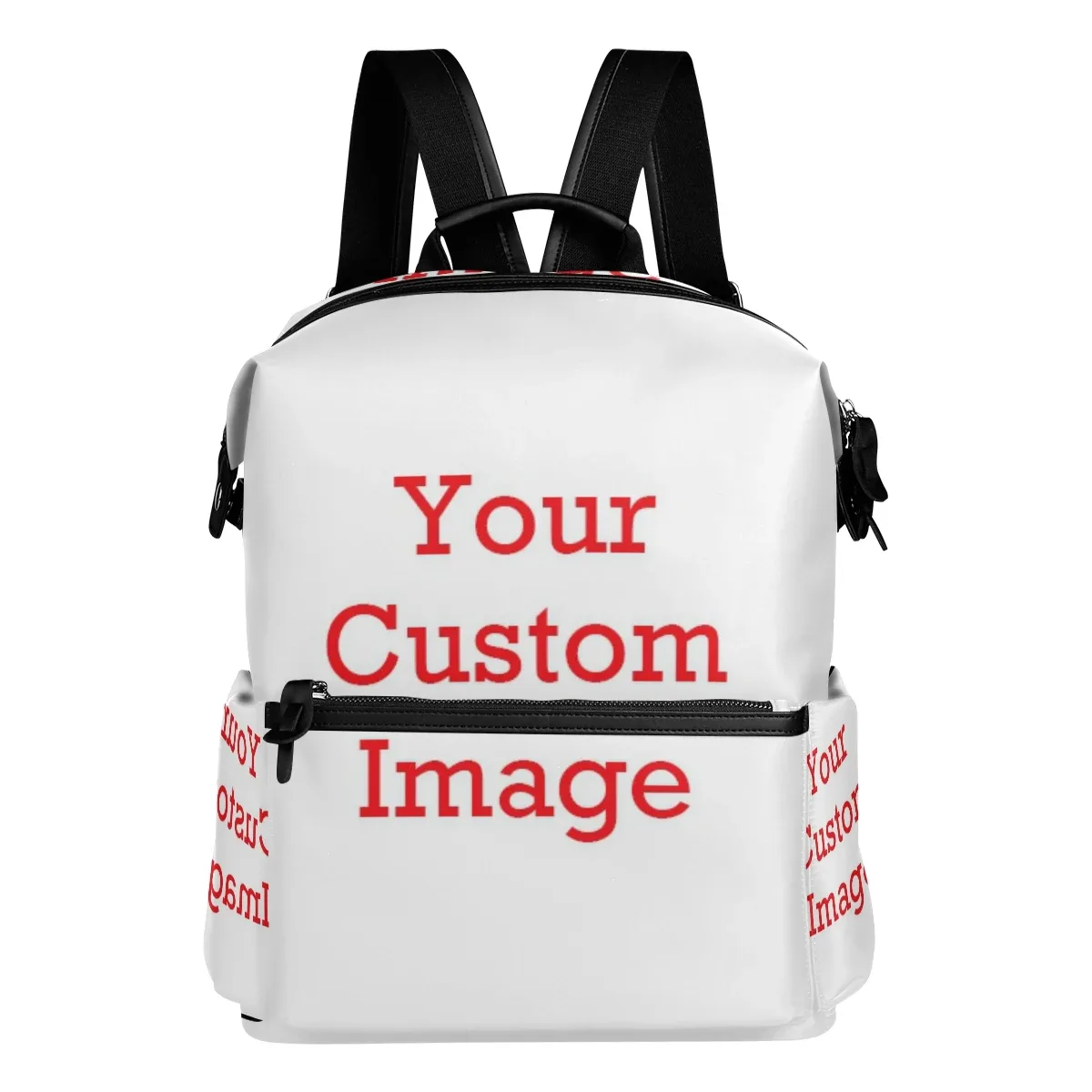sac dos polyestere blanc bandes noires poche zippée maille graphique structure rigide voyage école
