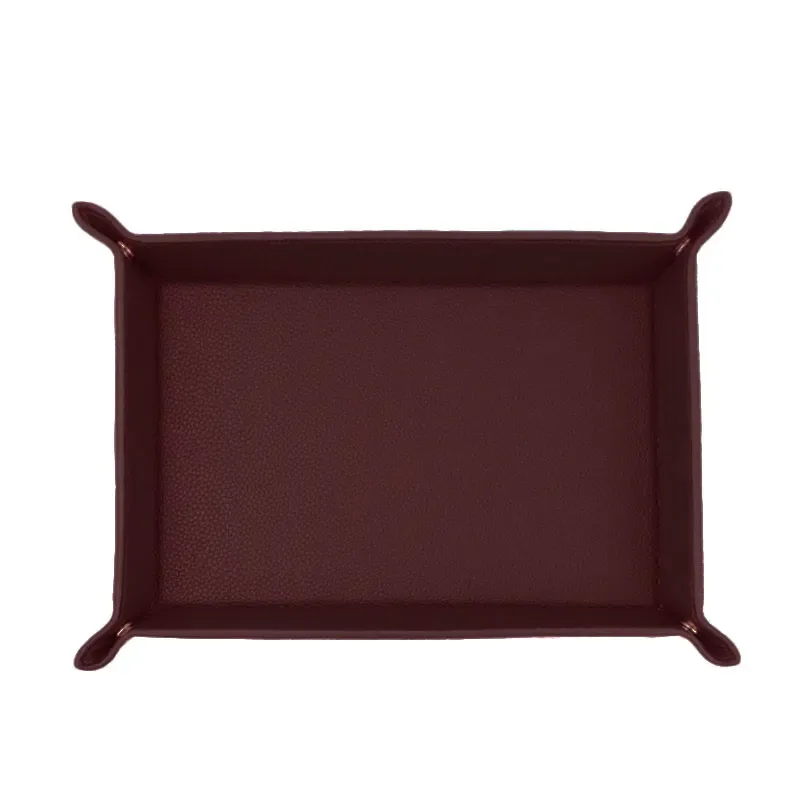 plateau carré pliable en cuir personnalisable avec nom, boîte de rangement de bureau, plateau à bijoux, organisateur pour dés, clés, portefeuilles et pièces de monnaie