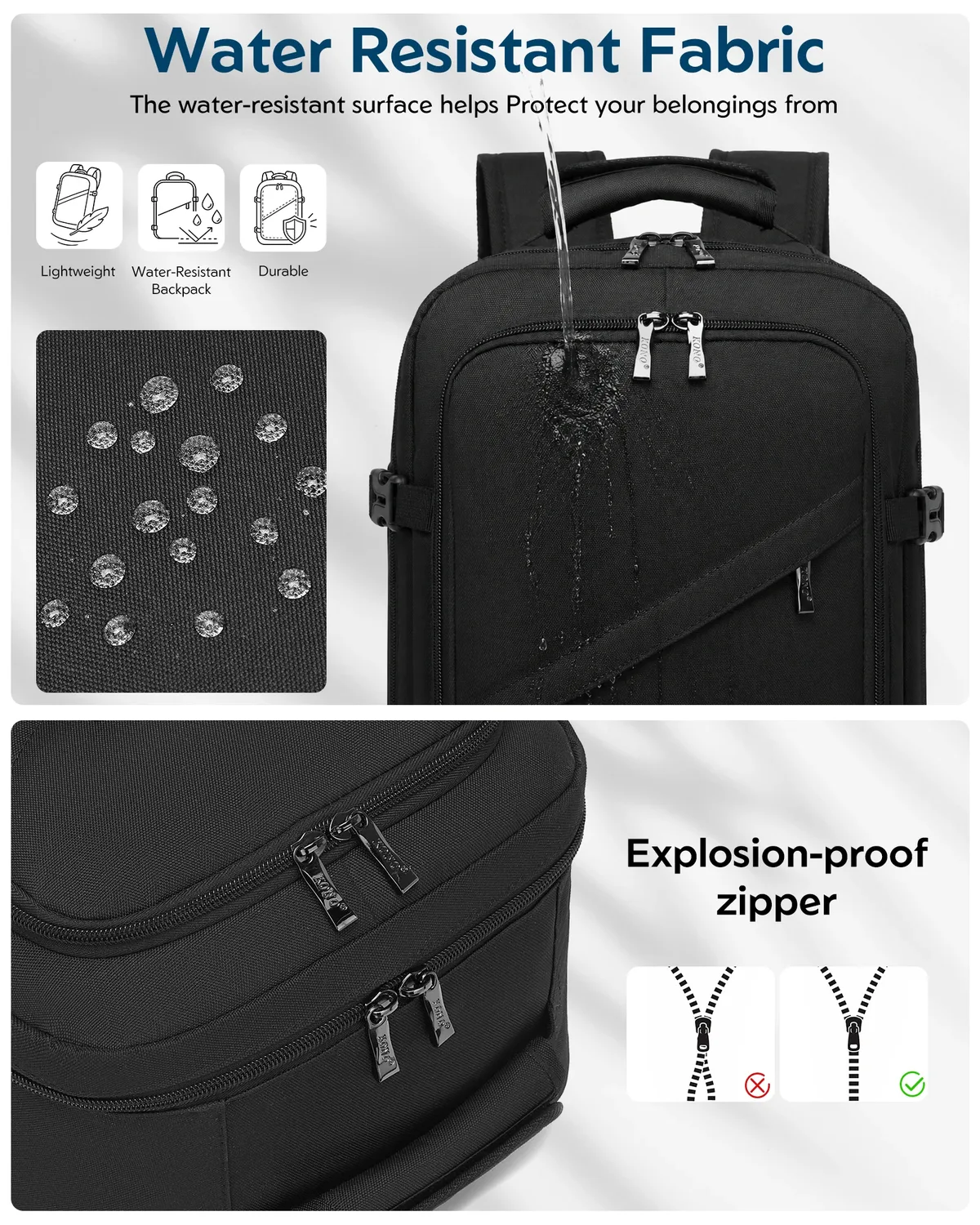 kono sac de cabine 40x20x25 cm pour sac à dos de bagage à main ryanair sous le siège, taille cabine 20l noir minimaliste