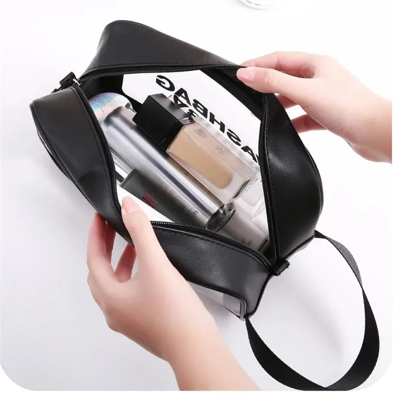trousse de toilette de voyage portable pour femmes, pochette de rangement de maquillage transparente et étanche, grande capacité, organisateur de cosmétiques, étui de beauté, 1 pièce