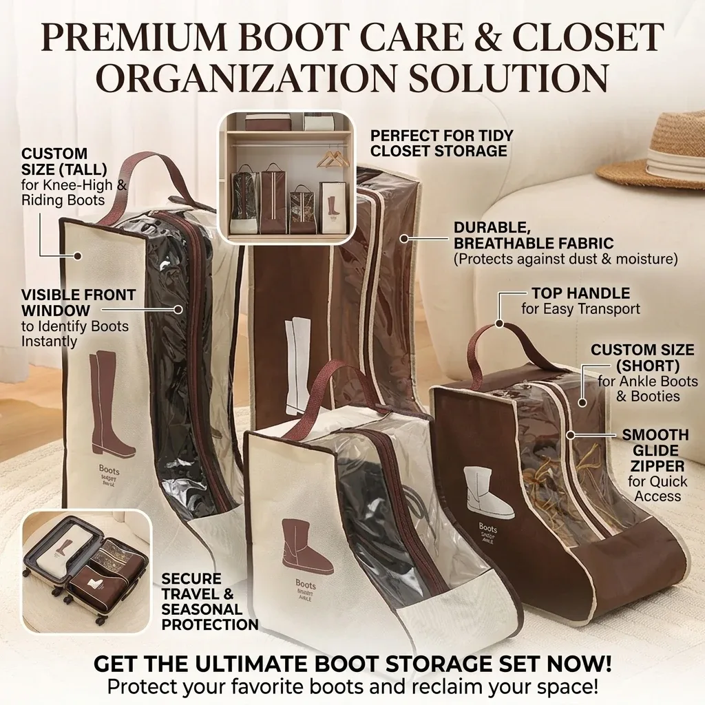 Sac de rangement pour chaussures, housse de protection non tissée pour chaussures, bottes courtes et bottes, organisateur de chaussures imperméable, idéal pour la maison