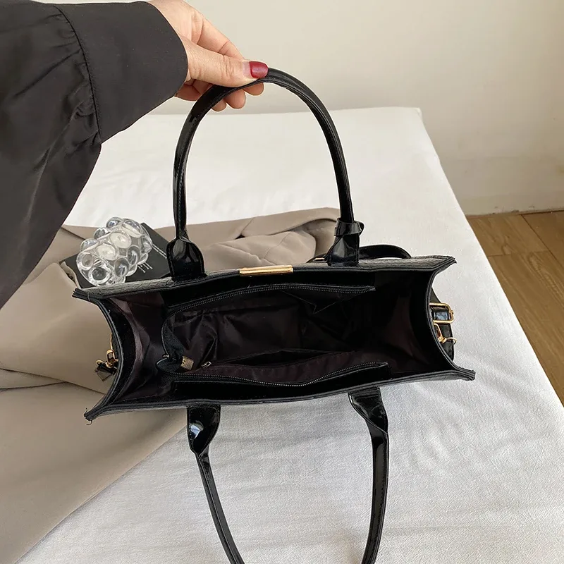 sac à bandoulière crocodile en cuir verni pour femmes, sacoche de bonne qualité pour dames