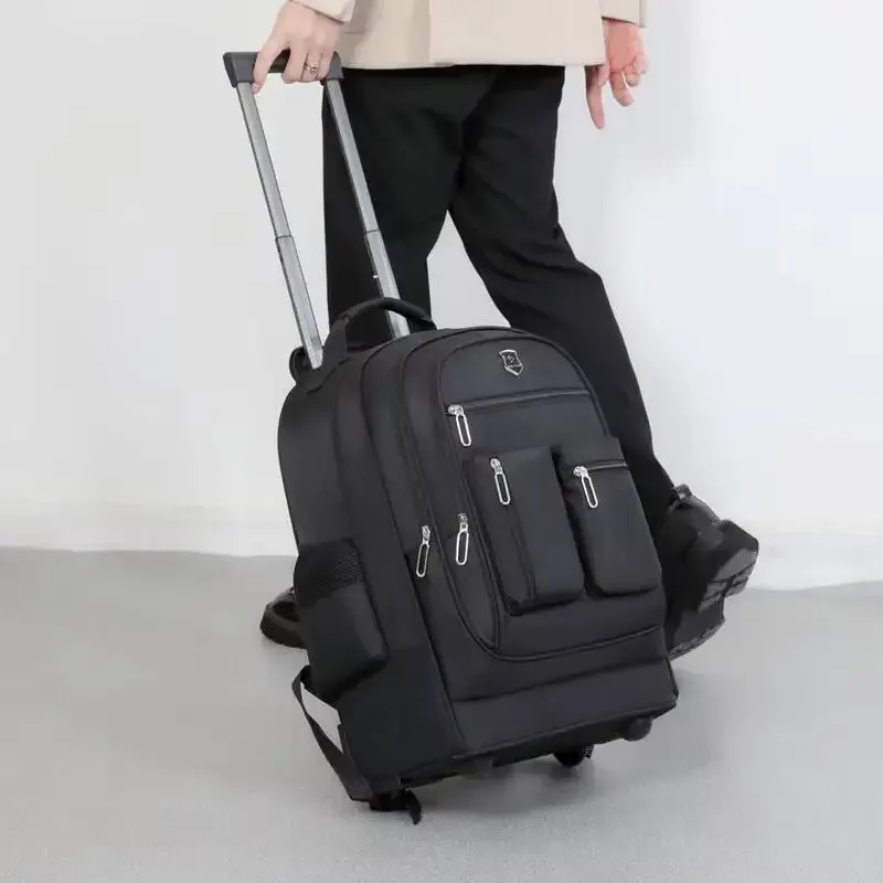 sac à dos de voyage de grande capacité avec roulettes pour hommes, nervures cachées, bagage à main étanche, sac de voyage de week-end, voyage d'affaires, le plus récent