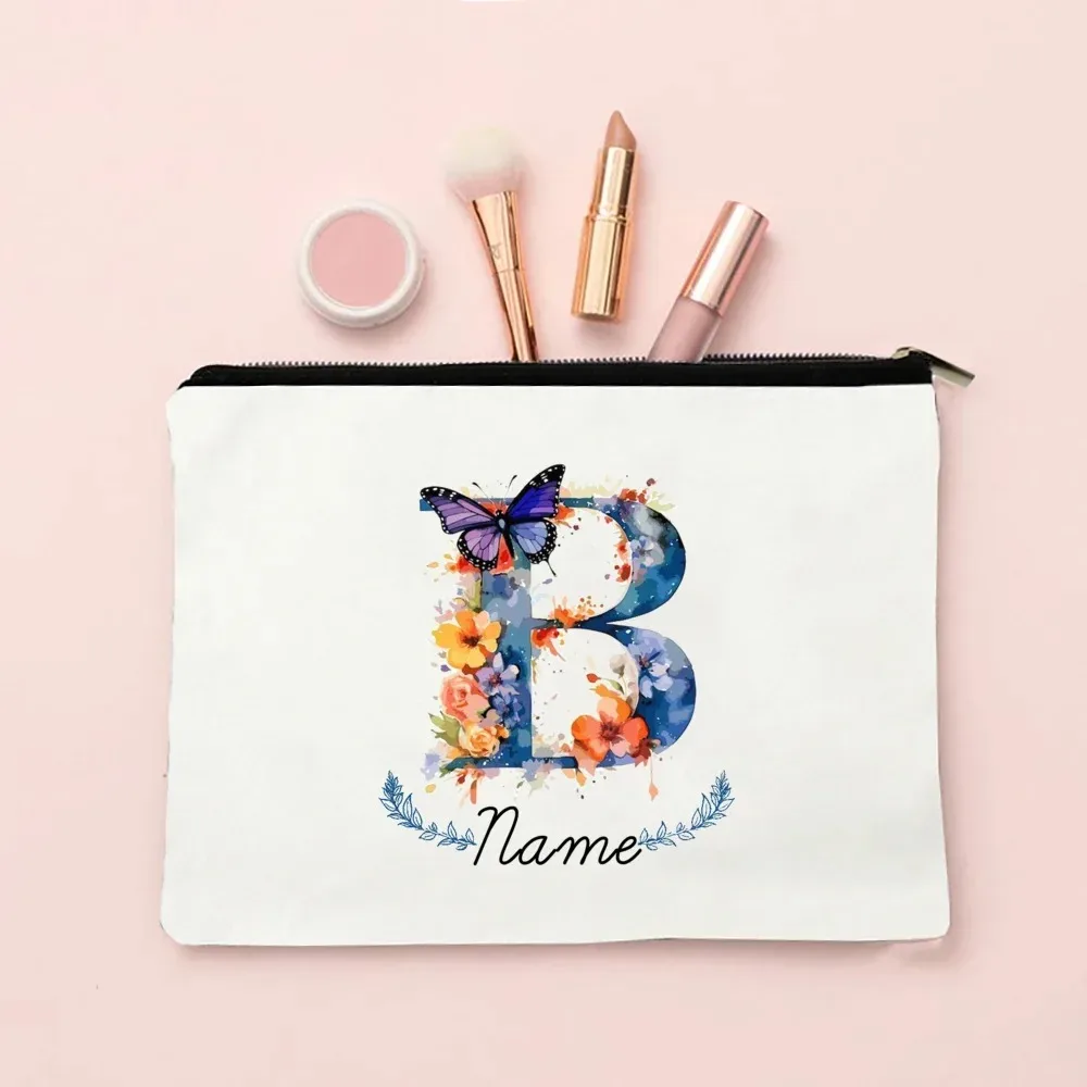 pochette de maquillage personnalisée avec initiale et nom pour femmes, sacs à cosmétiques a-z, trousse de toilette de voyage pour filles, cadeau de mariage ou d'anniversaire pour elle